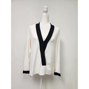 Women's Alexis Adelaide Trim Long Sleeve Blouse in Black & White size S